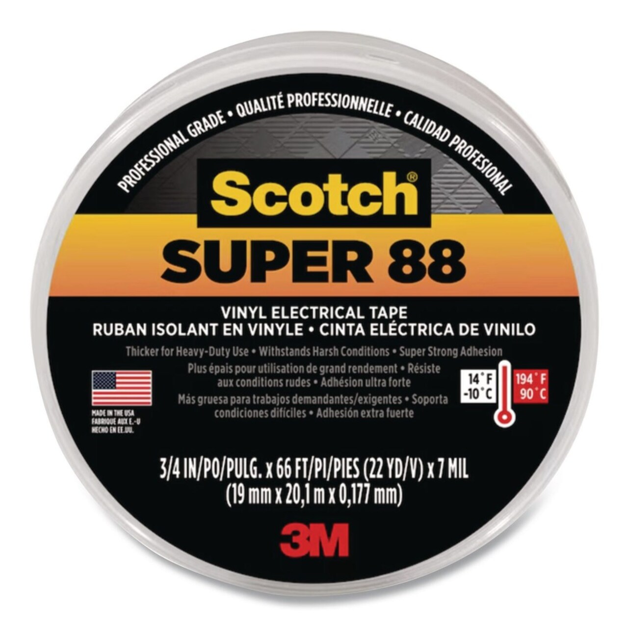 3M Scotch 88 0.75 in. x 66 ft. Super Vinyl Electrical Tape - Black (1-Roll)